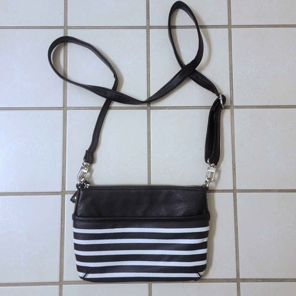 Black and White Striped Crossbody Bag